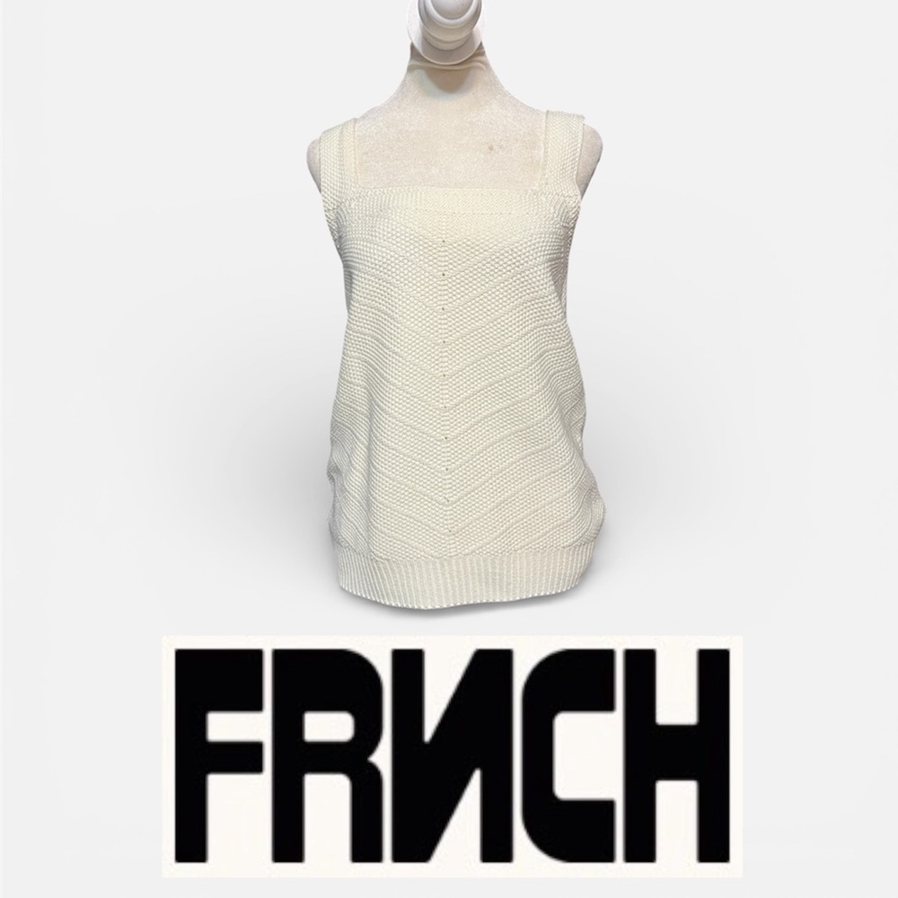 FRNCH Laila Square Neck Sleeveless Tank in Ivory Size Small